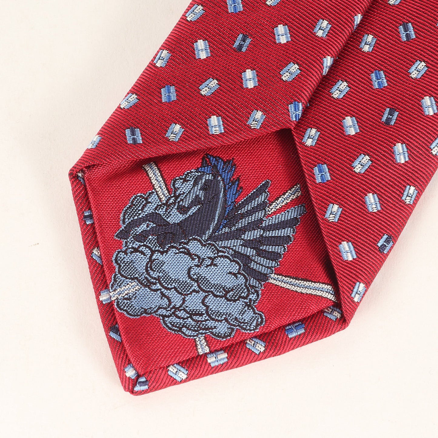 裏ペガサス Hロゴ ジャガード 総柄 シルク ネクタイ / フランス製 339302T
