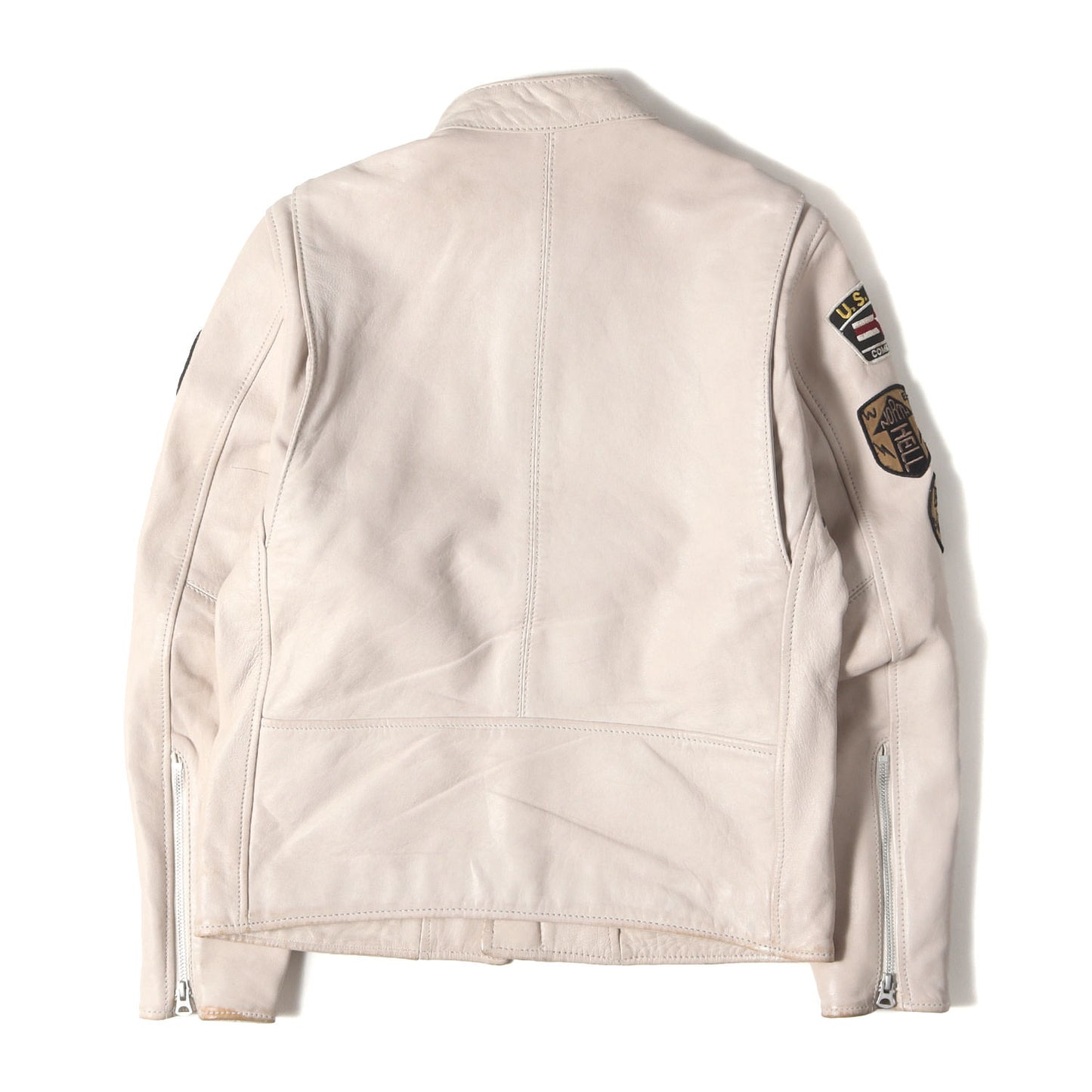 エイジング加工 マルチワッペン シープレザー シングル ライダースジャケット (AGED STAND SINGLE RIDERS)