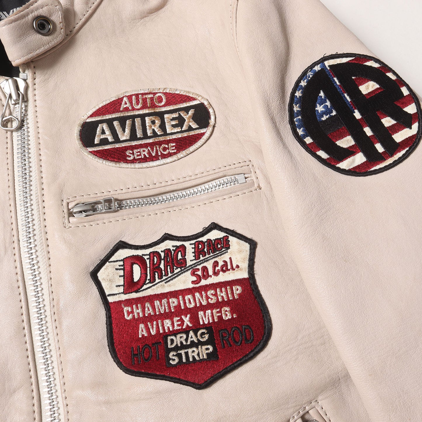 エイジング加工 マルチワッペン シープレザー シングル ライダースジャケット (AGED STAND SINGLE RIDERS)