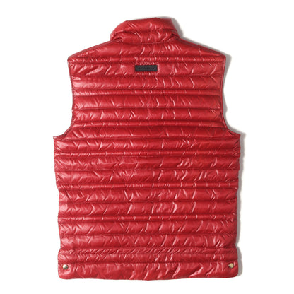 裏地チェック ライトウェイト ゴールドジップ ナイロン ダウンベスト