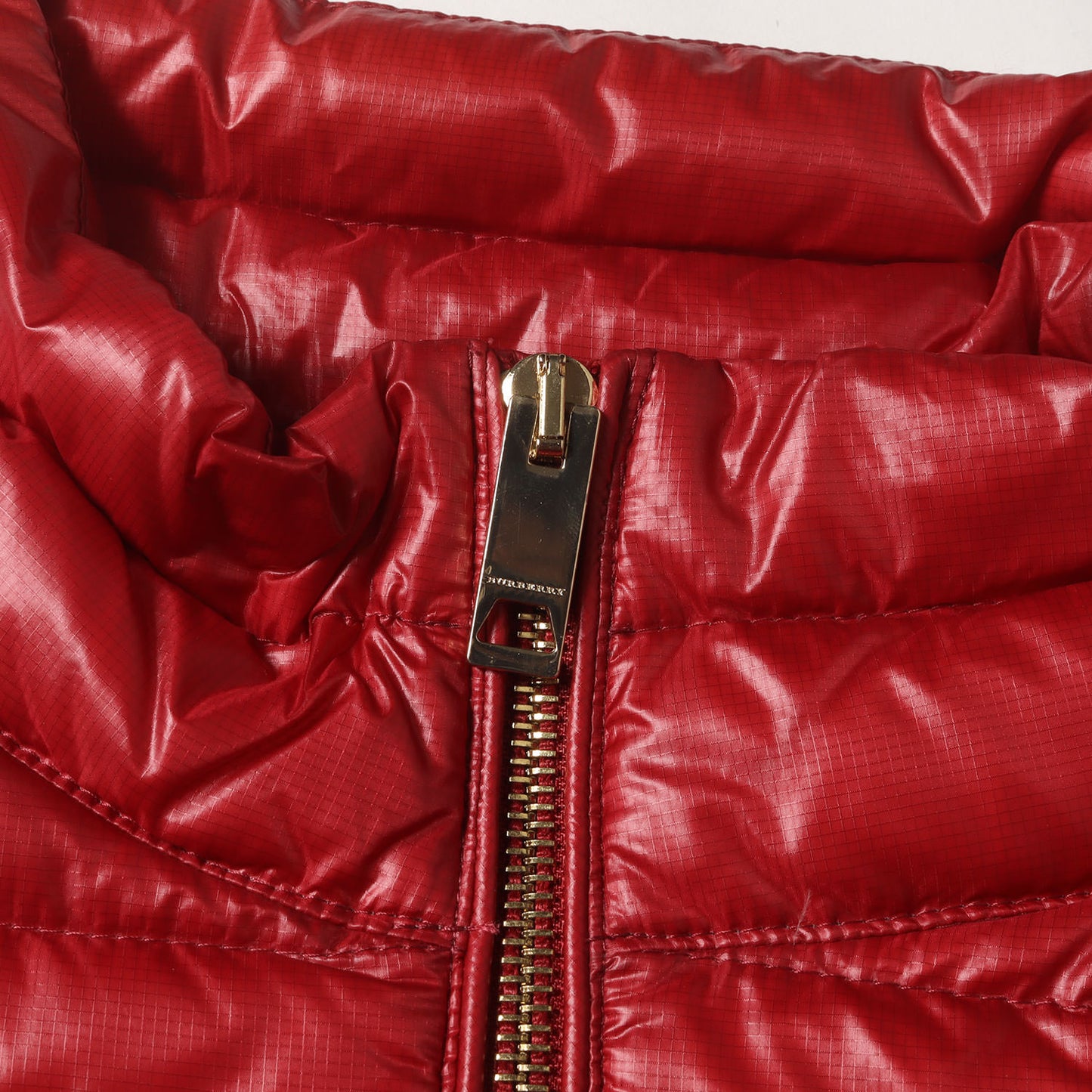 裏地チェック ライトウェイト ゴールドジップ ナイロン ダウンベスト