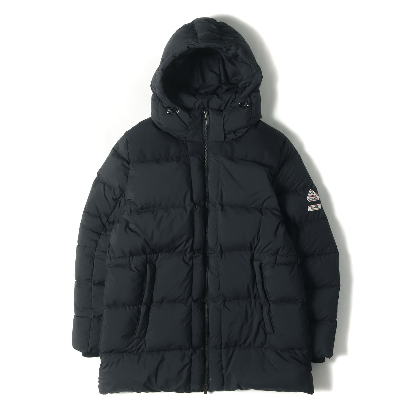 ×agnes b. 裏地ボーダー ストレッチシェル フーデッド フルジップ ダウンジャケット (DOUDOUNE ASPIN)