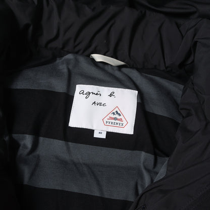 ×agnes b. 裏地ボーダー ストレッチシェル フーデッド フルジップ ダウンジャケット (DOUDOUNE ASPIN)