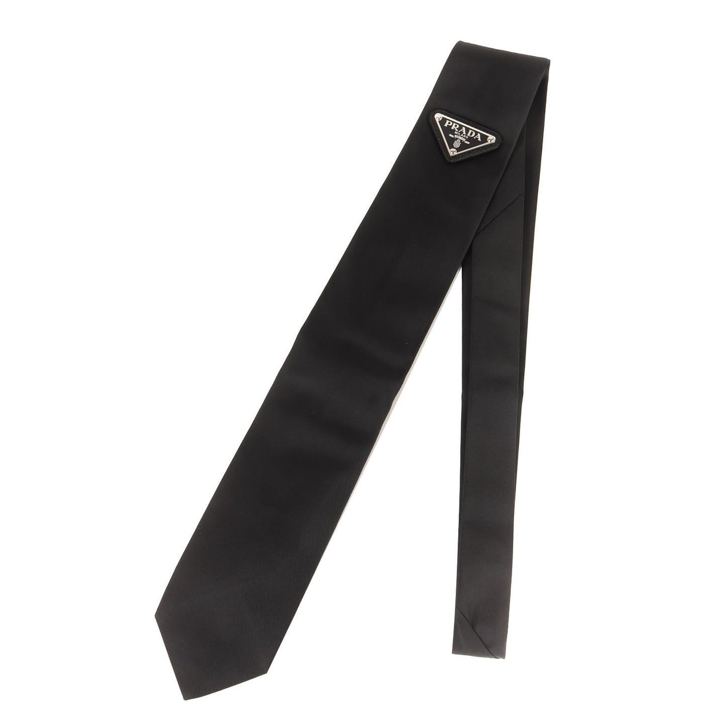 [近年モデル] トライアングルロゴプレート付き ナイロン ギャバジン ネクタイ / イタリア製 UCR77 S202 1WQG