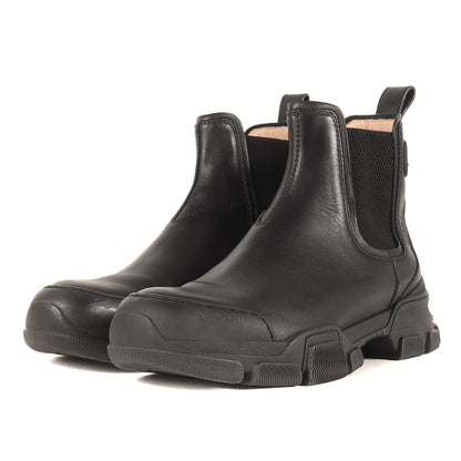 ラバーロゴパッチ レザー サイドゴア ブーツ (LEON CHELSEA BOOTS WITH EMBOSSED LOGO)