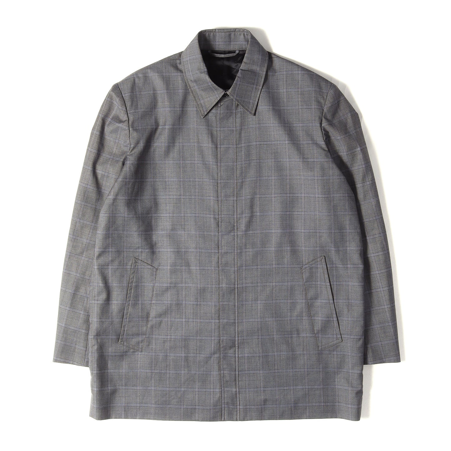 チェック ウール テーラード 比翼ボタン シャツジャケット (Tailored Shirt Jacket)