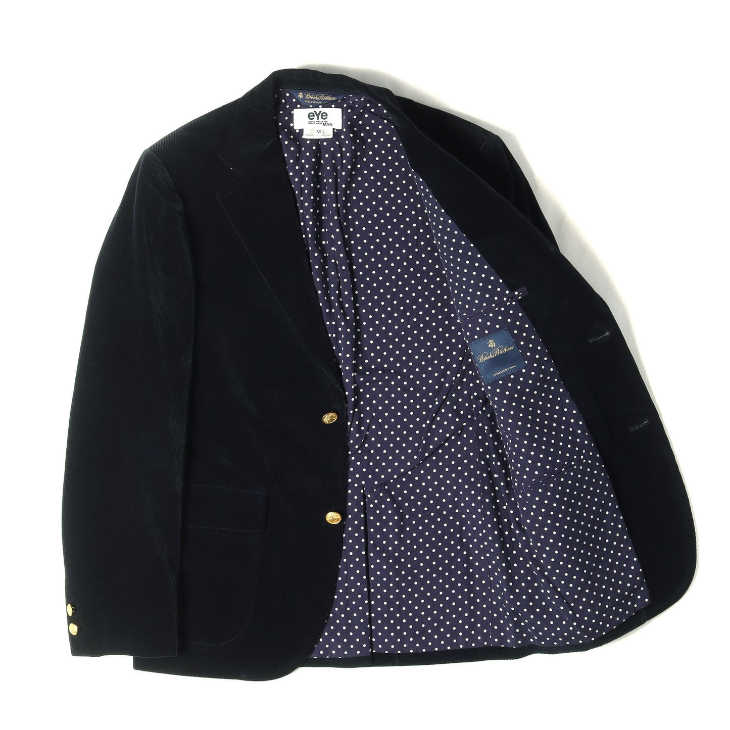 ×BROOKS BROTHERS 裏地ドット ストレッチ コーデュロイ 金ボタン テーラードジャケット / WN-J901 紺ブレ