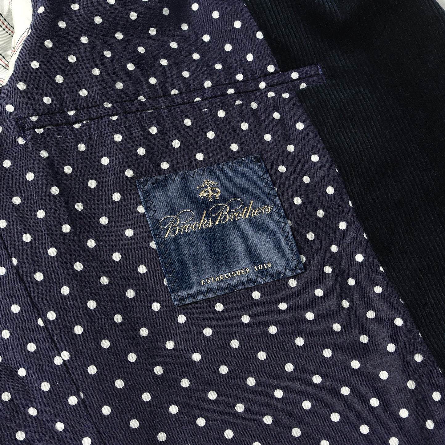 ×BROOKS BROTHERS 裏地ドット ストレッチ コーデュロイ 金ボタン テーラードジャケット / WN-J901 紺ブレ