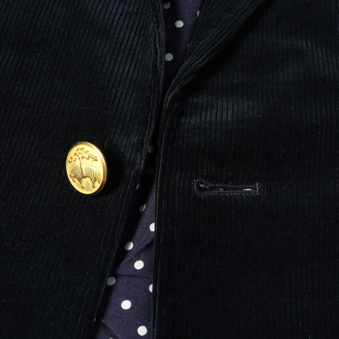 ×BROOKS BROTHERS 裏地ドット ストレッチ コーデュロイ 金ボタン テーラードジャケット / WN-J901 紺ブレ