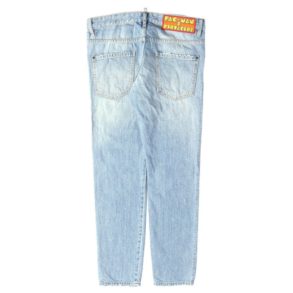 [近年モデル] ×PAC-MAN パックマンワッペン付き クラッシュ加工 スケーター デニムパンツ (Pac-Man Skater Jean)