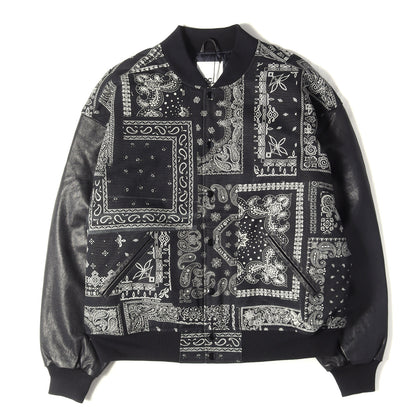 26SS ×MIYAGIHIDETAKA 袖レザー バンダナ柄 キャンバス スタジャン (Stadiam Jumper)