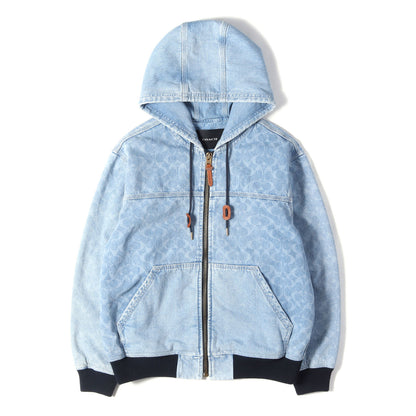 シグネチャー モノグラム デニム フルジップ フーデッド ジャケット (Signature denim Hooded Zip Up Jacket)