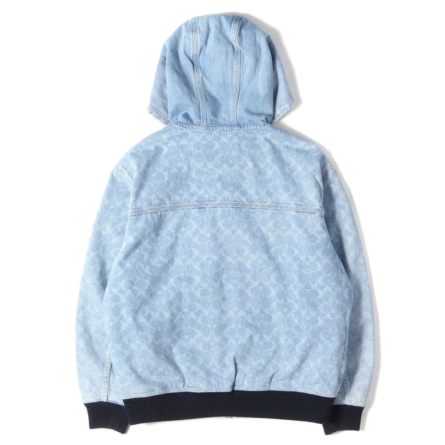 シグネチャー モノグラム デニム フルジップ フーデッド ジャケット (Signature denim Hooded Zip Up Jacket)