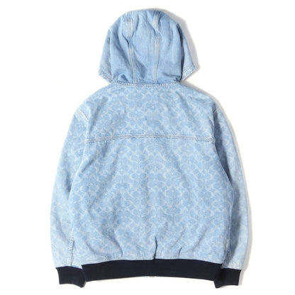 シグネチャー モノグラム デニム フルジップ フーデッド ジャケット (Signature denim Hooded Zip Up Jacket)
