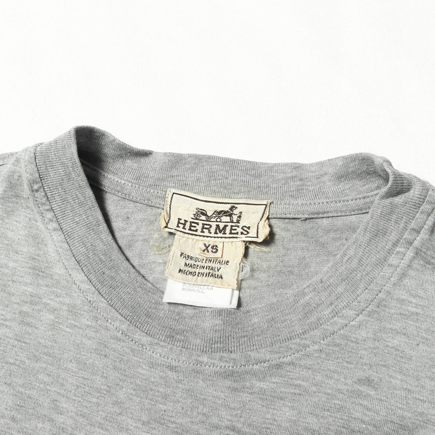 Hロゴ刺繍 クルーネック ポケット Tシャツ