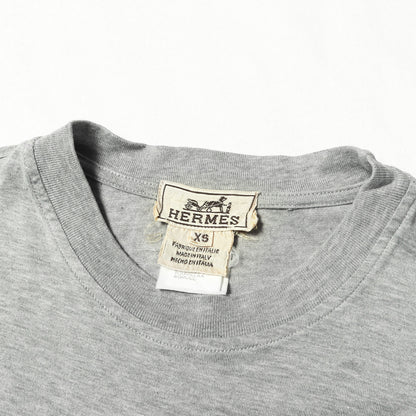 Hロゴ刺繍 クルーネック ポケット Tシャツ
