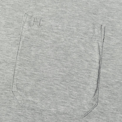 Hロゴ刺繍 クルーネック ポケット Tシャツ