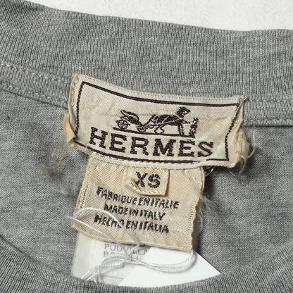 Hロゴ刺繍 クルーネック ポケット Tシャツ
