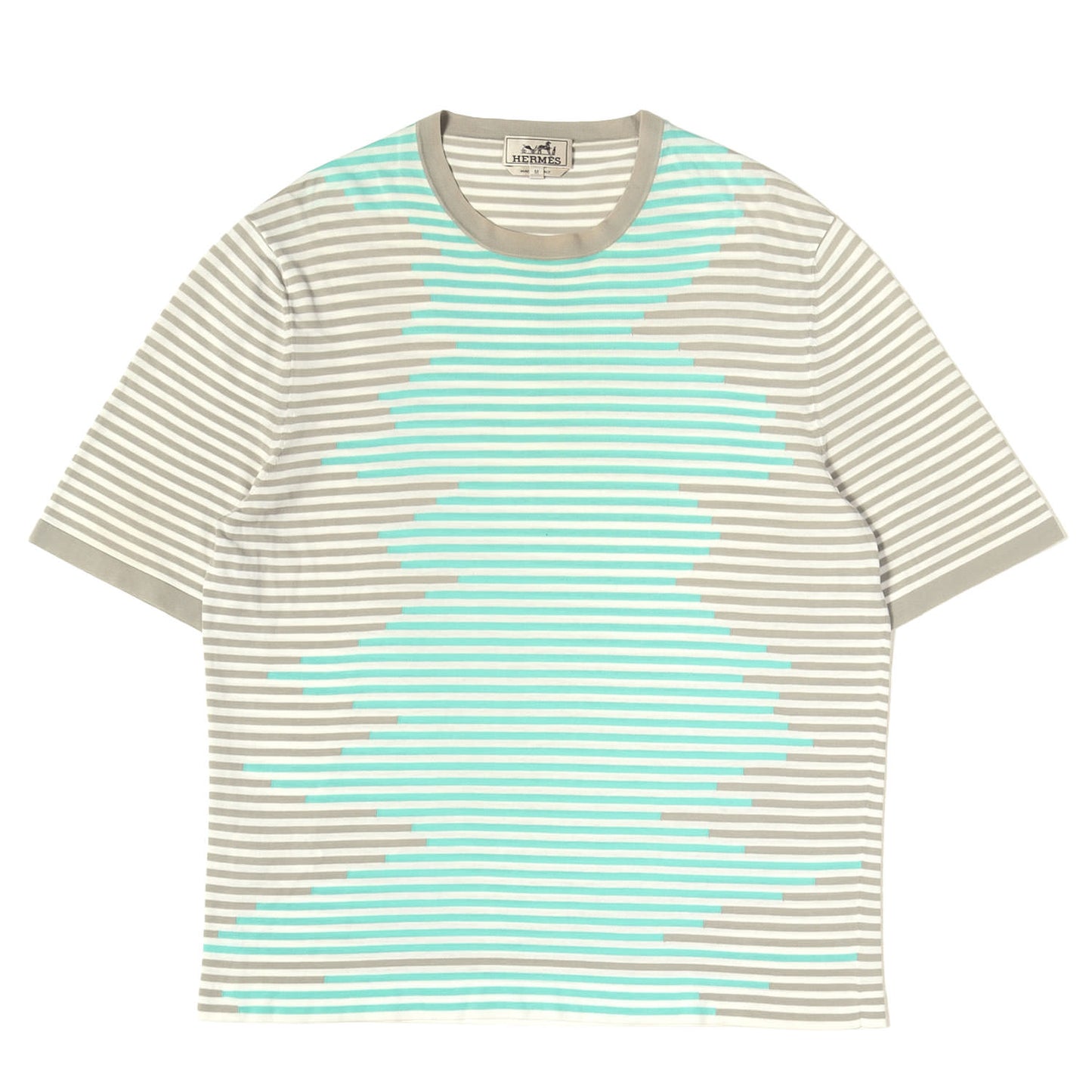 デザイン ボーダー コットンニット クルーネック Tシャツ