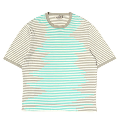 デザイン ボーダー コットンニット クルーネック Tシャツ