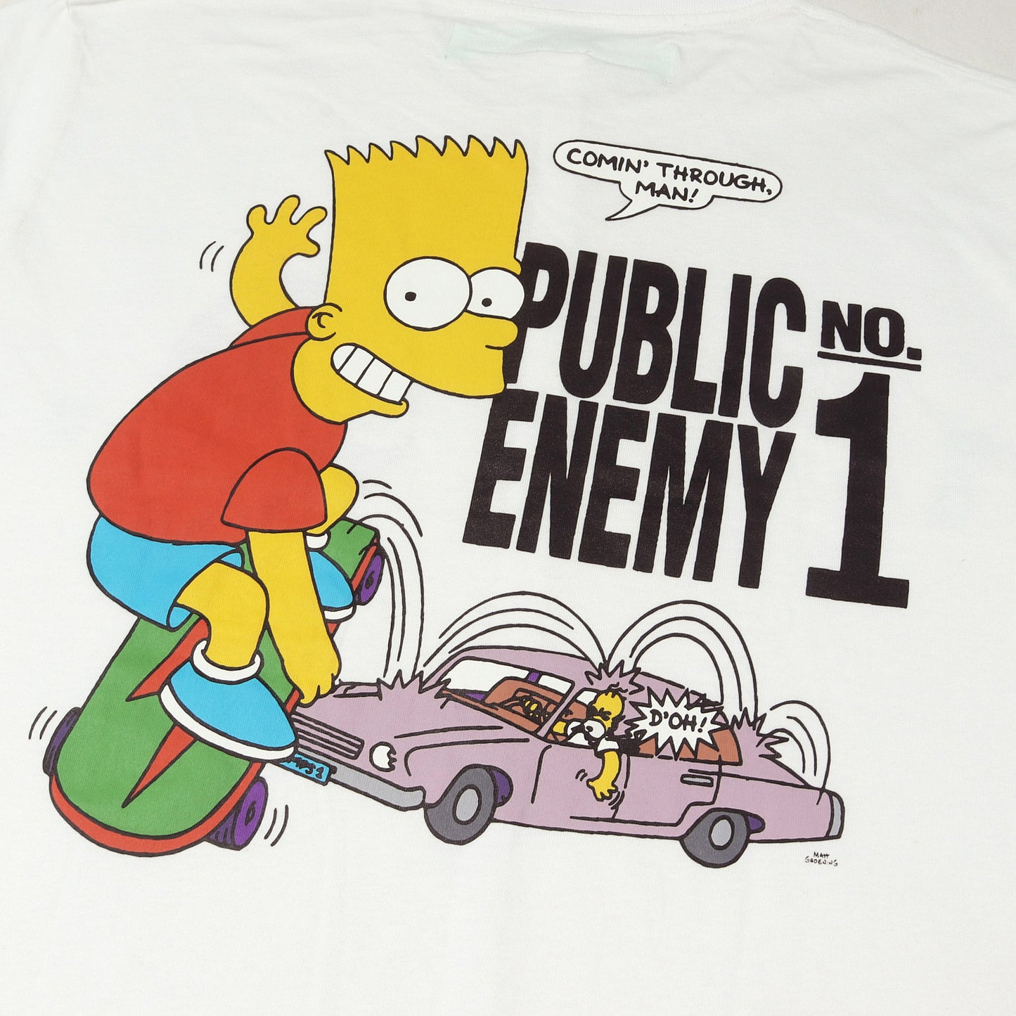 ×THE SIMPSONS キャラクター プリント クルーネック Tシャツ (Bart Public Enemy T-shirt)