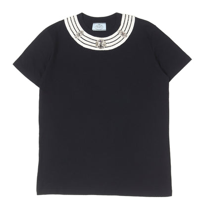 ラインストーン ビーズ ビジュー クルーネック Tシャツ