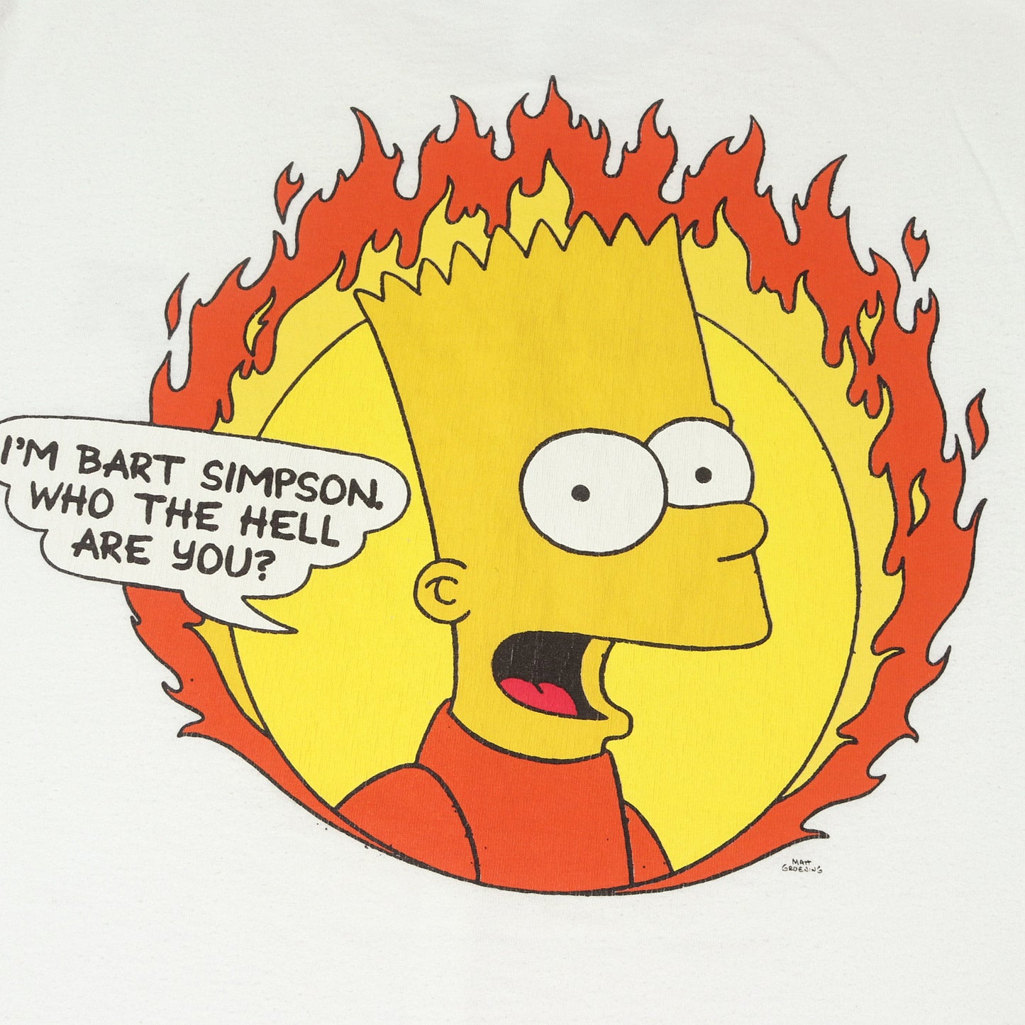 ×THE SIMPSONS キャラクター プリント クルーネック Tシャツ (TEENAGER SIMPSON FLAME BART T-Shirt)