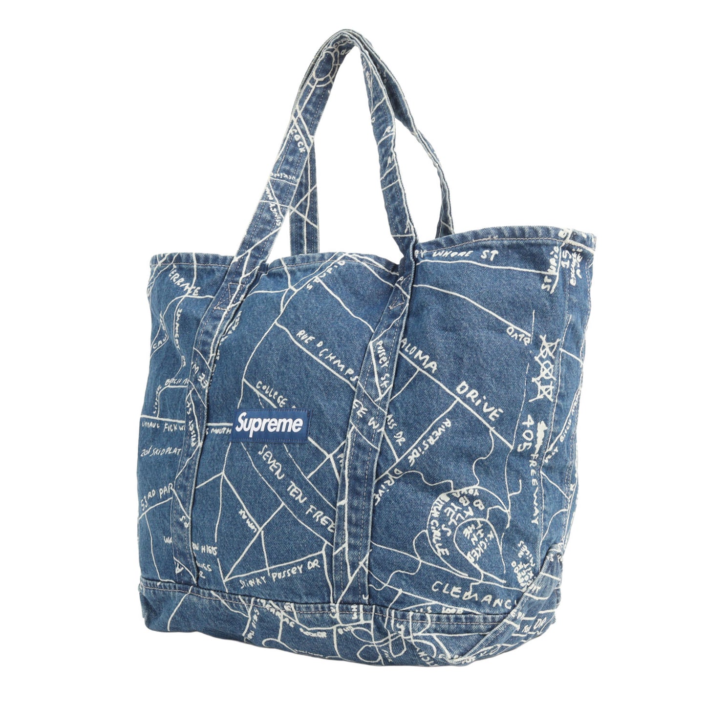 ゴンズマップ柄 デニム トートバッグ(Gonz Map Denim Tote)
