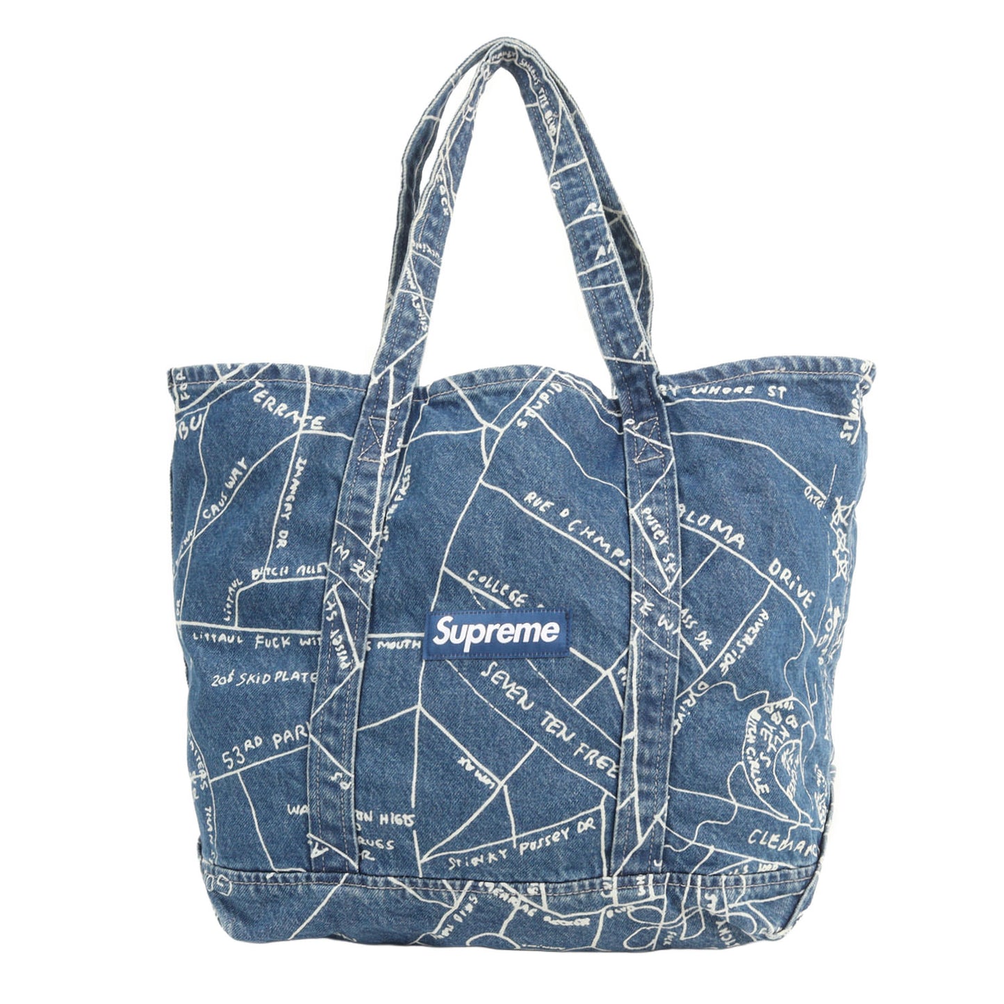 ゴンズマップ柄 デニム トートバッグ(Gonz Map Denim Tote)