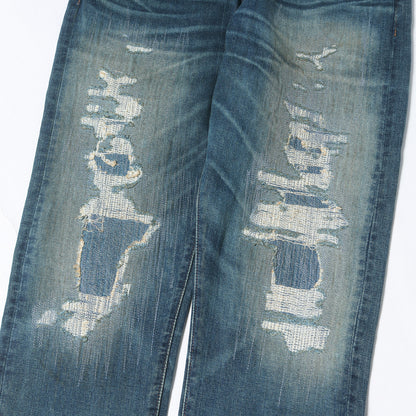 24AW ダメージリペア加工 ハイスリム デニムパンツ (JAPAN WOVEN SELVEDGE DENIM ZIP FLY HIGH SLIM)