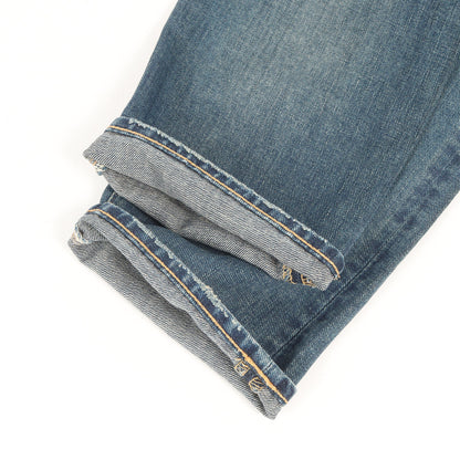 24AW ダメージリペア加工 ハイスリム デニムパンツ (JAPAN WOVEN SELVEDGE DENIM ZIP FLY HIGH SLIM)