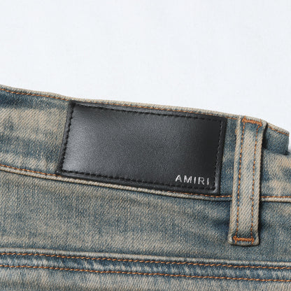 バンダナ ダメージリペア加工 ストレッチ デニムパンツ