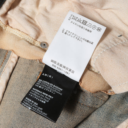 バンダナ ダメージリペア加工 ストレッチ デニムパンツ