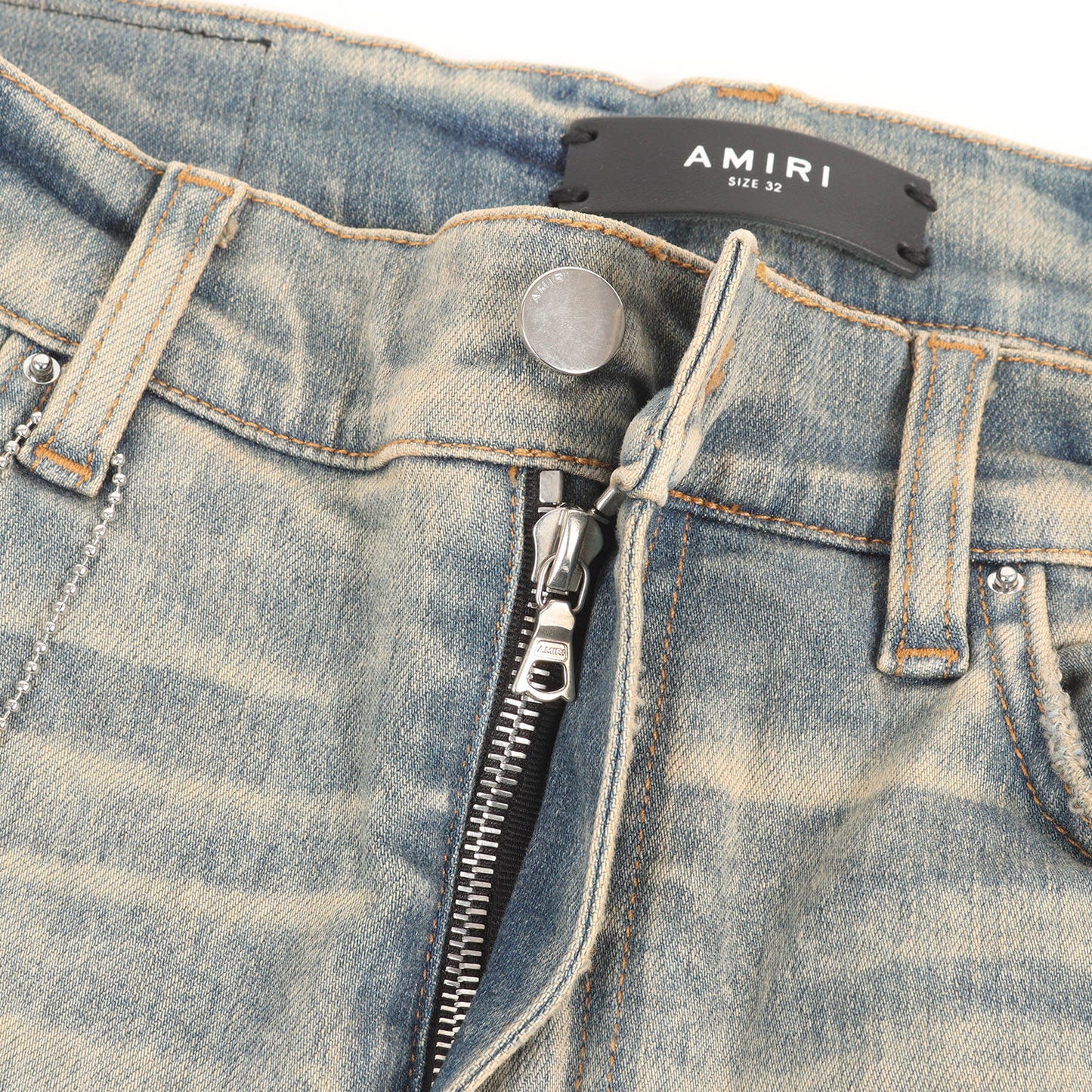 バンダナ ダメージリペア加工 ストレッチ デニムパンツ
