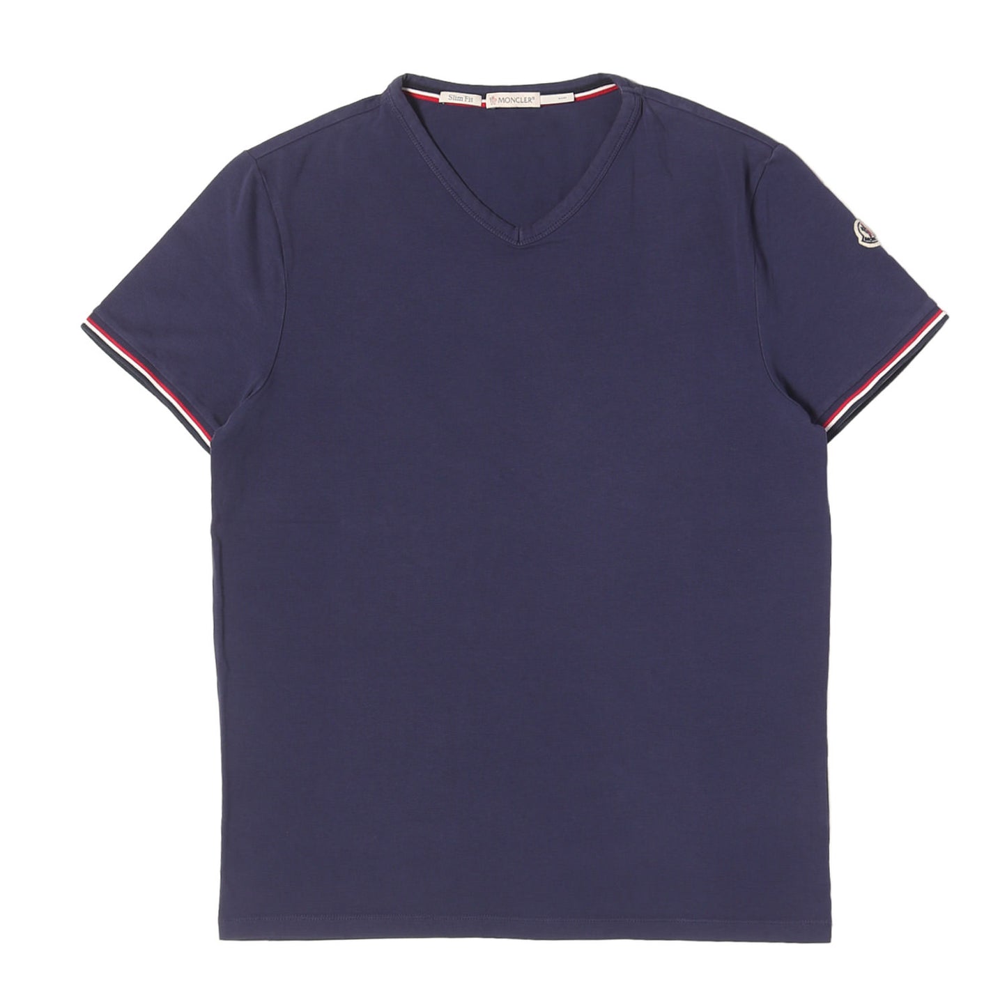 ワッペン付き トリコロールリブ ストレッチ Vネック Tシャツ (MAGLIA T-SHIRT)