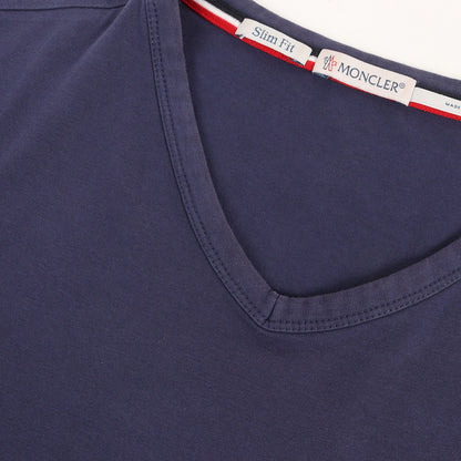 ワッペン付き トリコロールリブ ストレッチ Vネック Tシャツ (MAGLIA T-SHIRT)