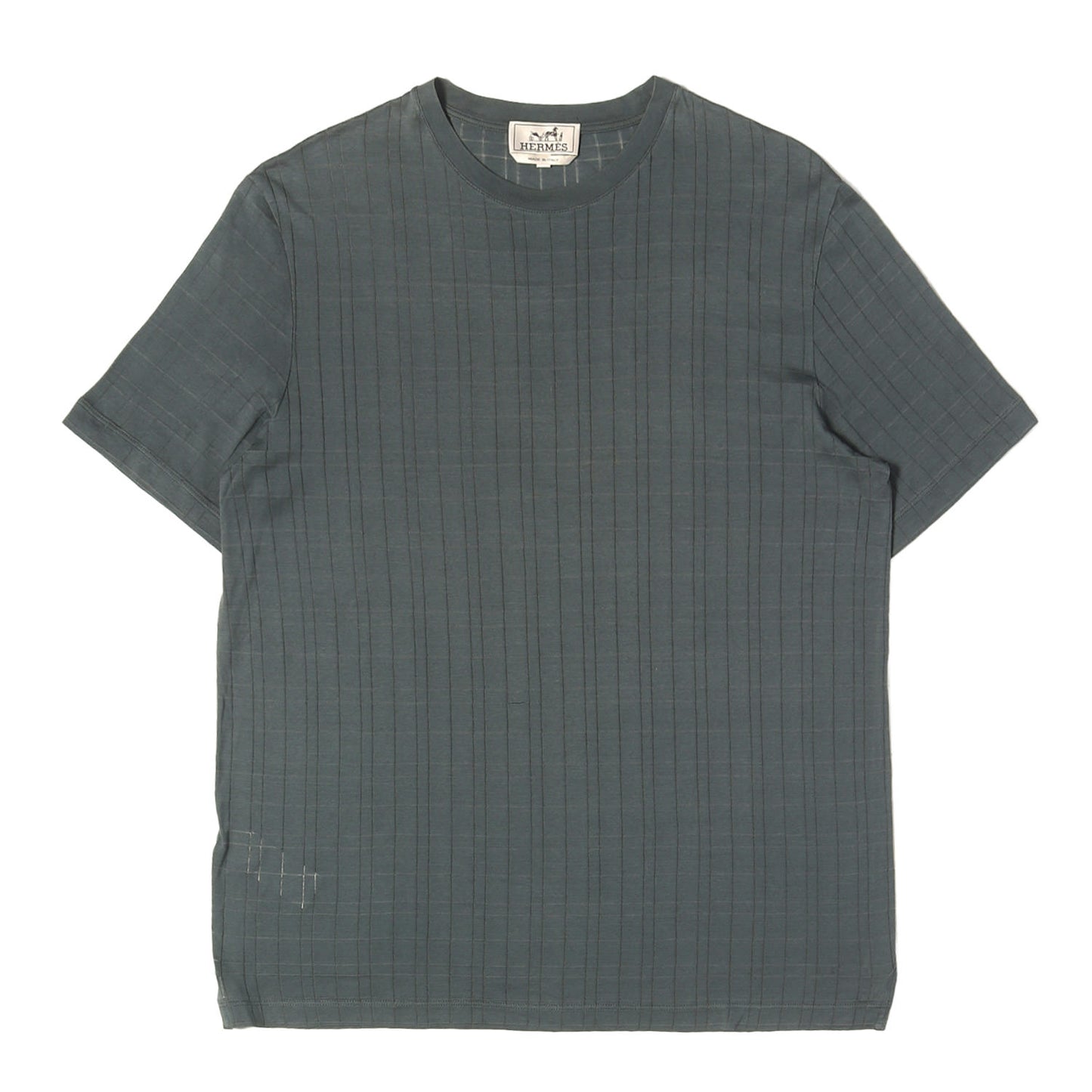 糸抜き チェック デザイン クルーネック Tシャツ