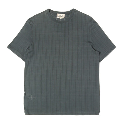 糸抜き チェック デザイン クルーネック Tシャツ