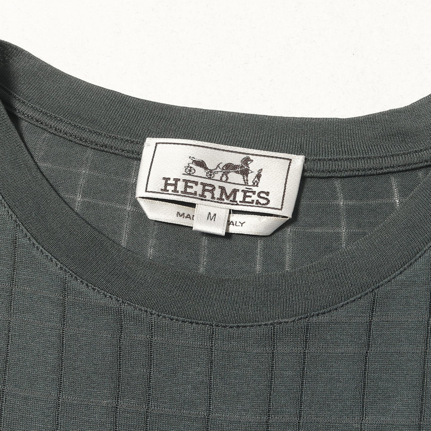 糸抜き チェック デザイン クルーネック Tシャツ