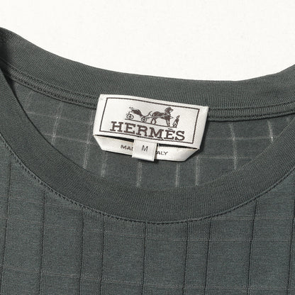糸抜き チェック デザイン クルーネック Tシャツ