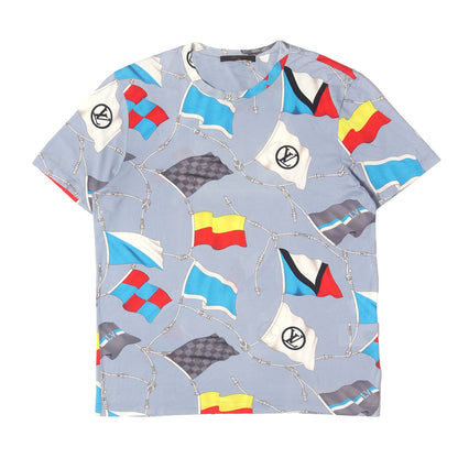 [キム・ジョーンズ期] フラッグ柄 ダミエ ガストン クルーネック Tシャツ(Damier Gaston Flags Print T-Shirt)