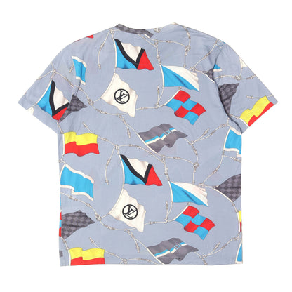 [キム・ジョーンズ期] フラッグ柄 ダミエ ガストン クルーネック Tシャツ(Damier Gaston Flags Print T-Shirt)