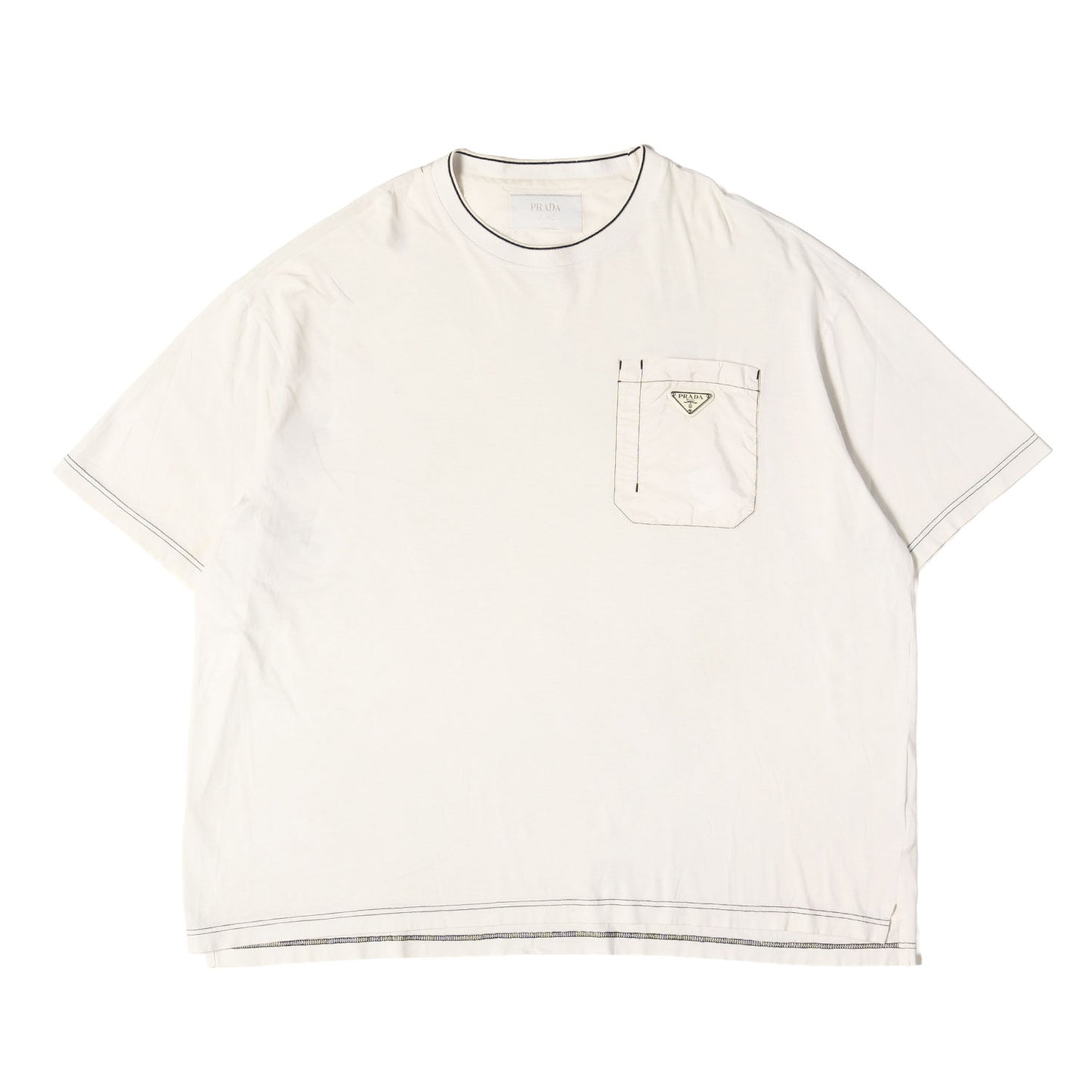 21SS トライアングルロゴプレート付き ナイロンポケット Tシャツ(UJN790 S221 10D3)