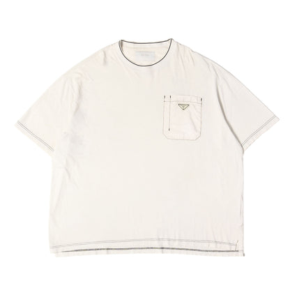 21SS トライアングルロゴプレート付き ナイロンポケット Tシャツ(UJN790 S221 10D3)