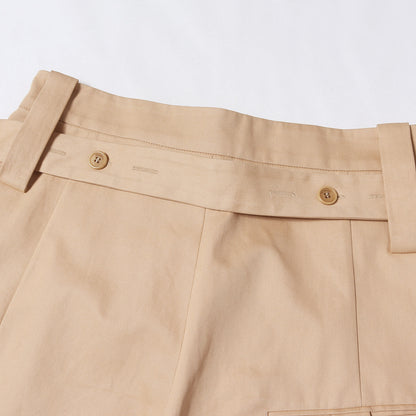 ベルト付き プリーツ ツイル ワイドショーツ(Folded Shorts)