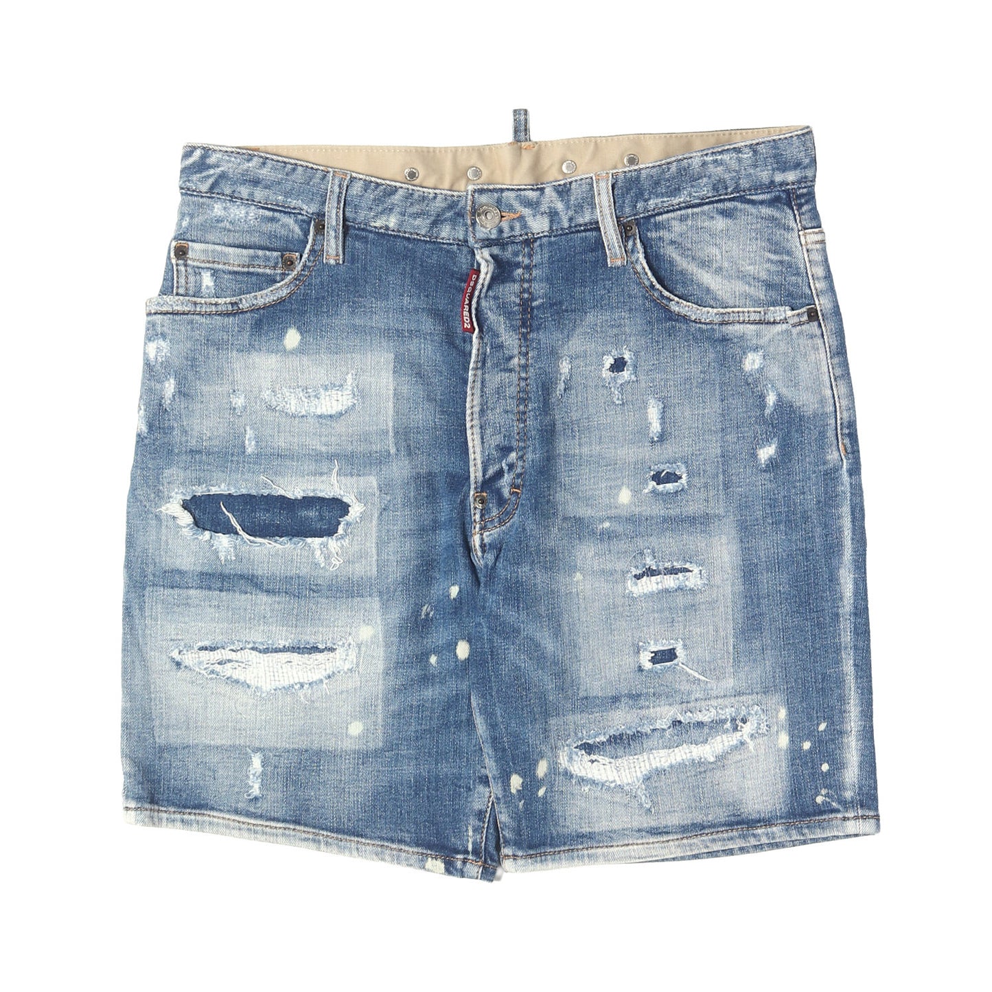 24SS ダメージリペア加工 ストレッチ デニムショーツ(Marine Short)