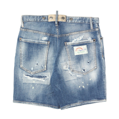24SS ダメージリペア加工 ストレッチ デニムショーツ(Marine Short)