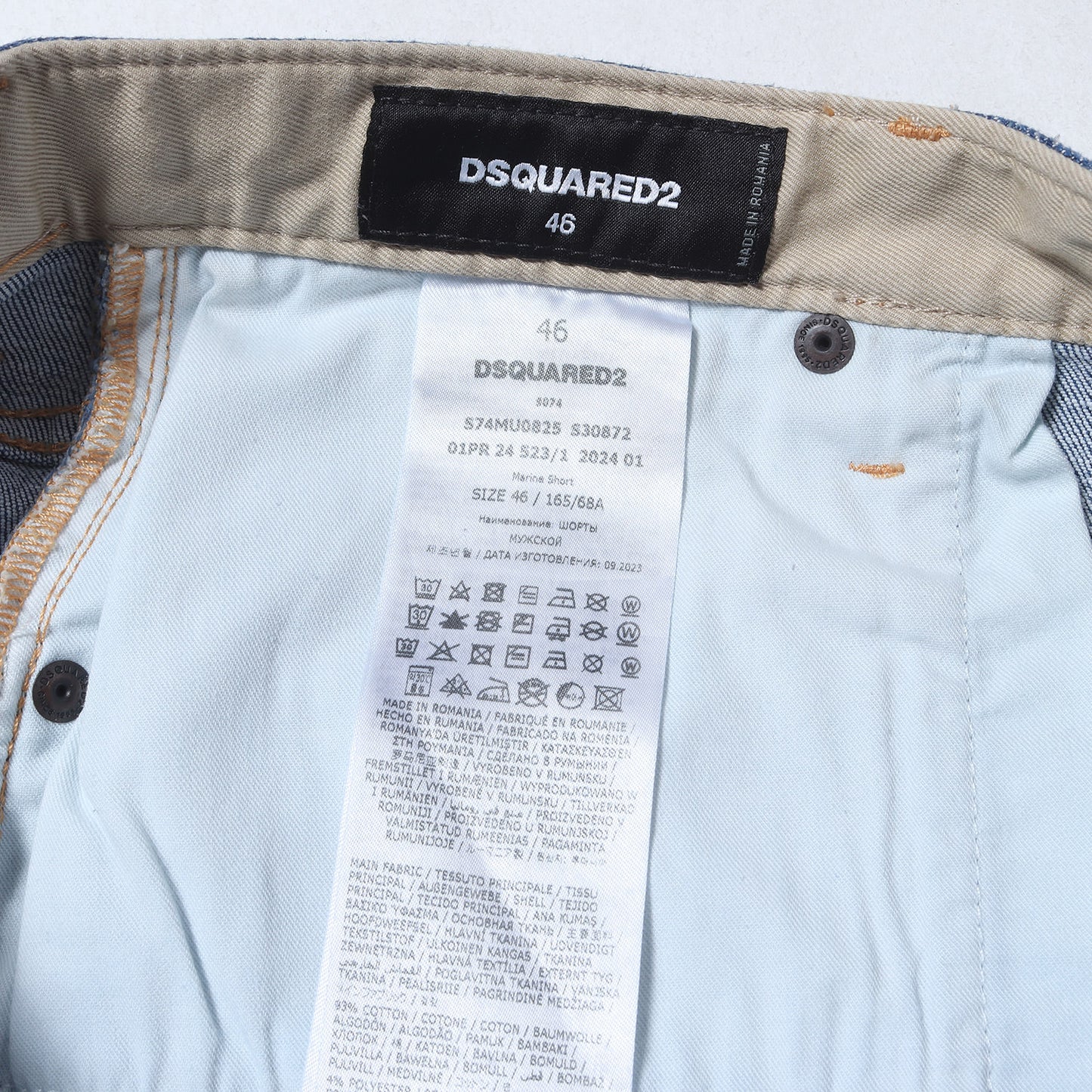 24SS ダメージリペア加工 ストレッチ デニムショーツ(Marine Short)