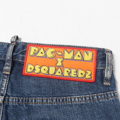 23AW ×PAC-MAN ワッペン ヴィンテージ加工 スリム デニムパンツ(Skater Jean)