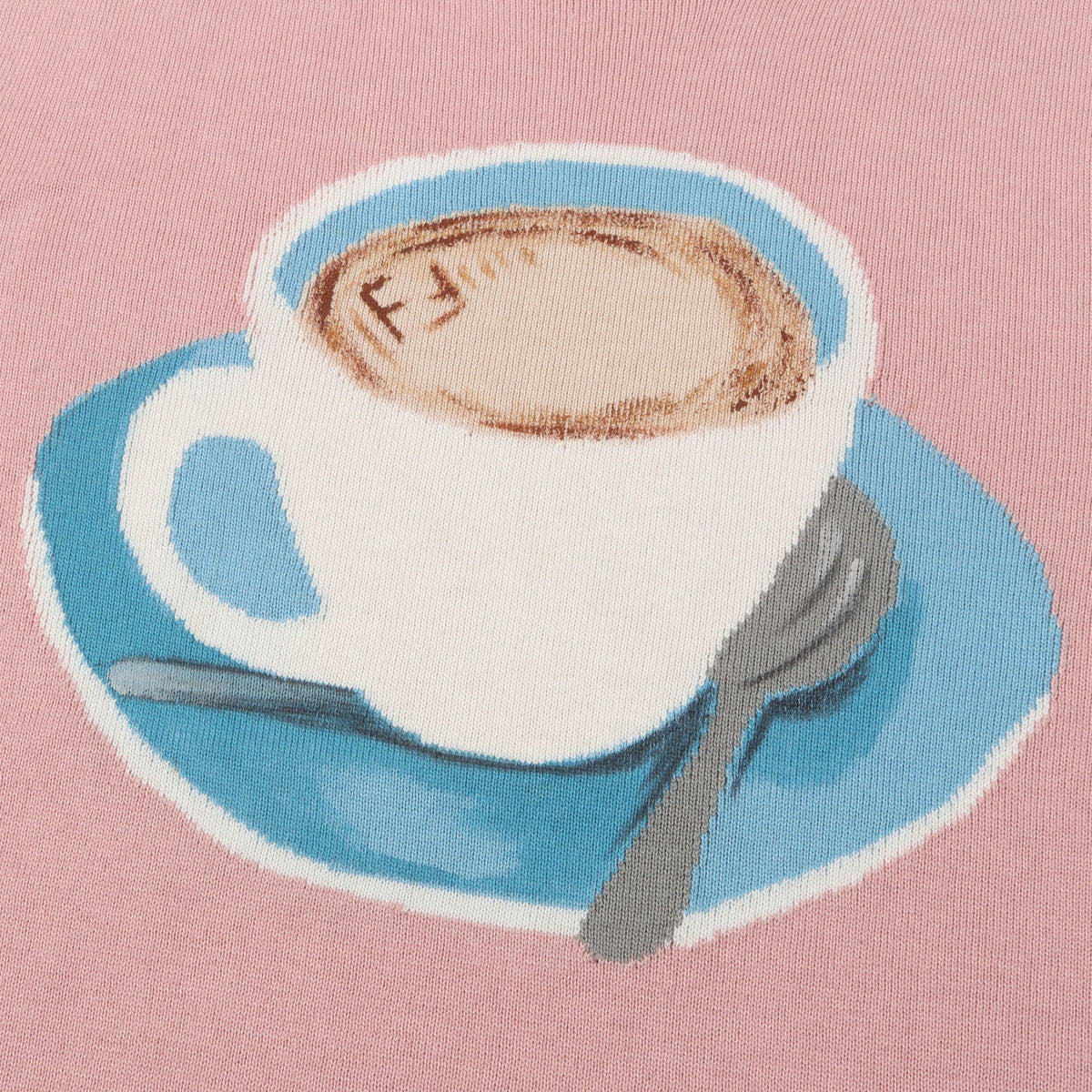 コーヒー デザイン コットン/カシミヤ クルーネック ニット
